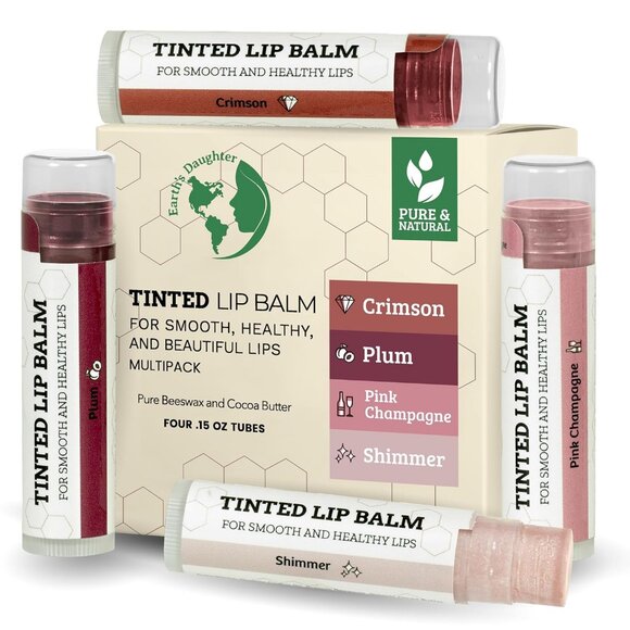 Lip Balm 4 Pack - Assorted Colors - Beeswax, Coconut Oil, Cocoa Butter, Vitamin - Picture 1 of 9